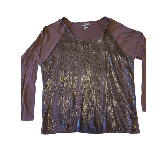Sz 4 MAJESTIC FILATURES Paris Eggplant Silk Cashmere Snakeskin Print L/S Top - Picture 1 of 7